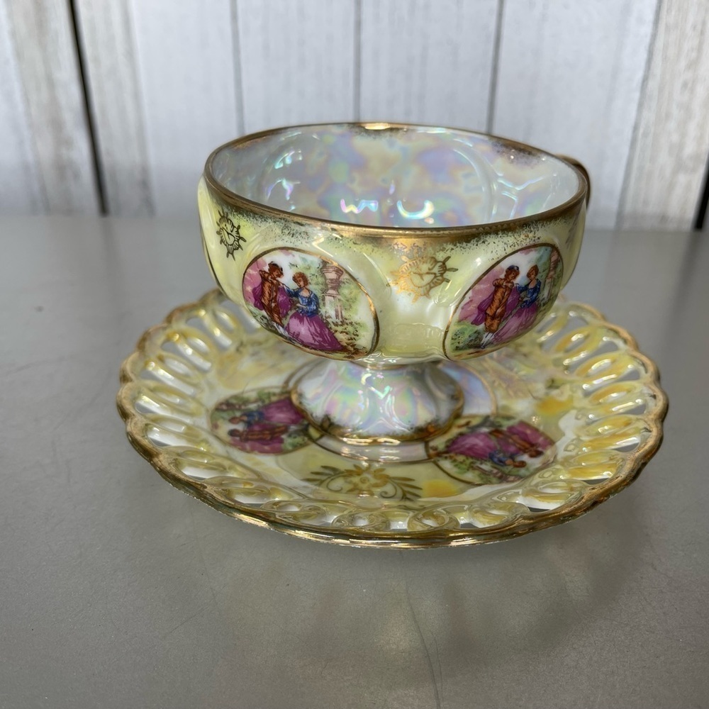 Vintage PORCELAIN CUP & SAUCER Royal Sealy China from Japan Victorian Luster